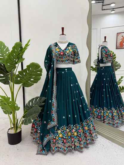 DESIGNER FOUX GEORGETTE LEHENGA CHOLI SET WITH THREAD & SEQUINS WORK