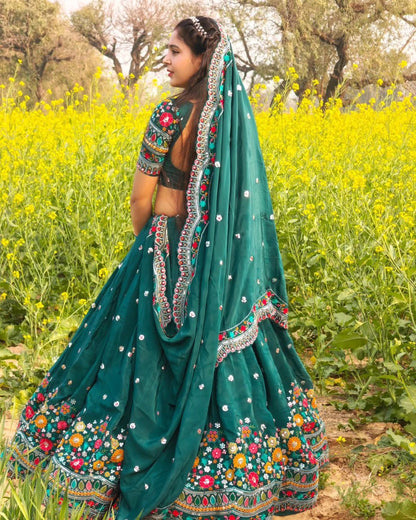 DESIGNER FOUX GEORGETTE LEHENGA CHOLI SET WITH THREAD & SEQUINS WORK