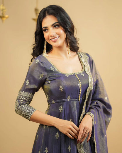 DESIGNER SUIT WITH LEHENGHA & DUPATTA IN SHIMMER SILK