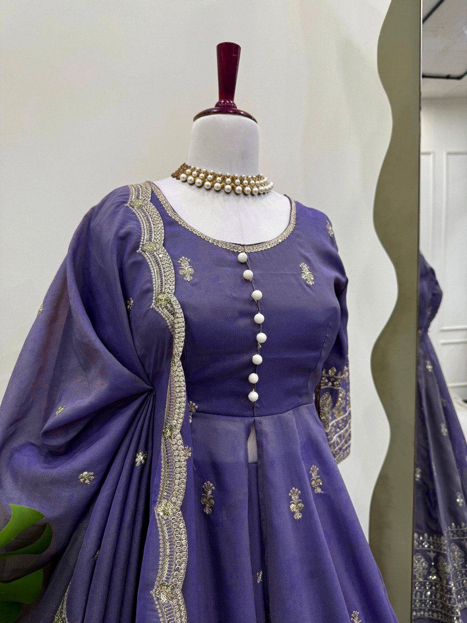DESIGNER SUIT WITH LEHENGHA & DUPATTA IN SHIMMER SILK