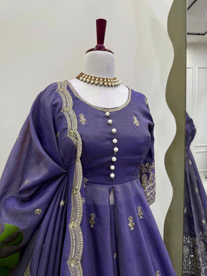 DESIGNER SUIT WITH LEHENGHA & DUPATTA IN SHIMMER SILK