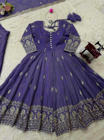 DESIGNER SUIT WITH LEHENGHA & DUPATTA IN SHIMMER SILK