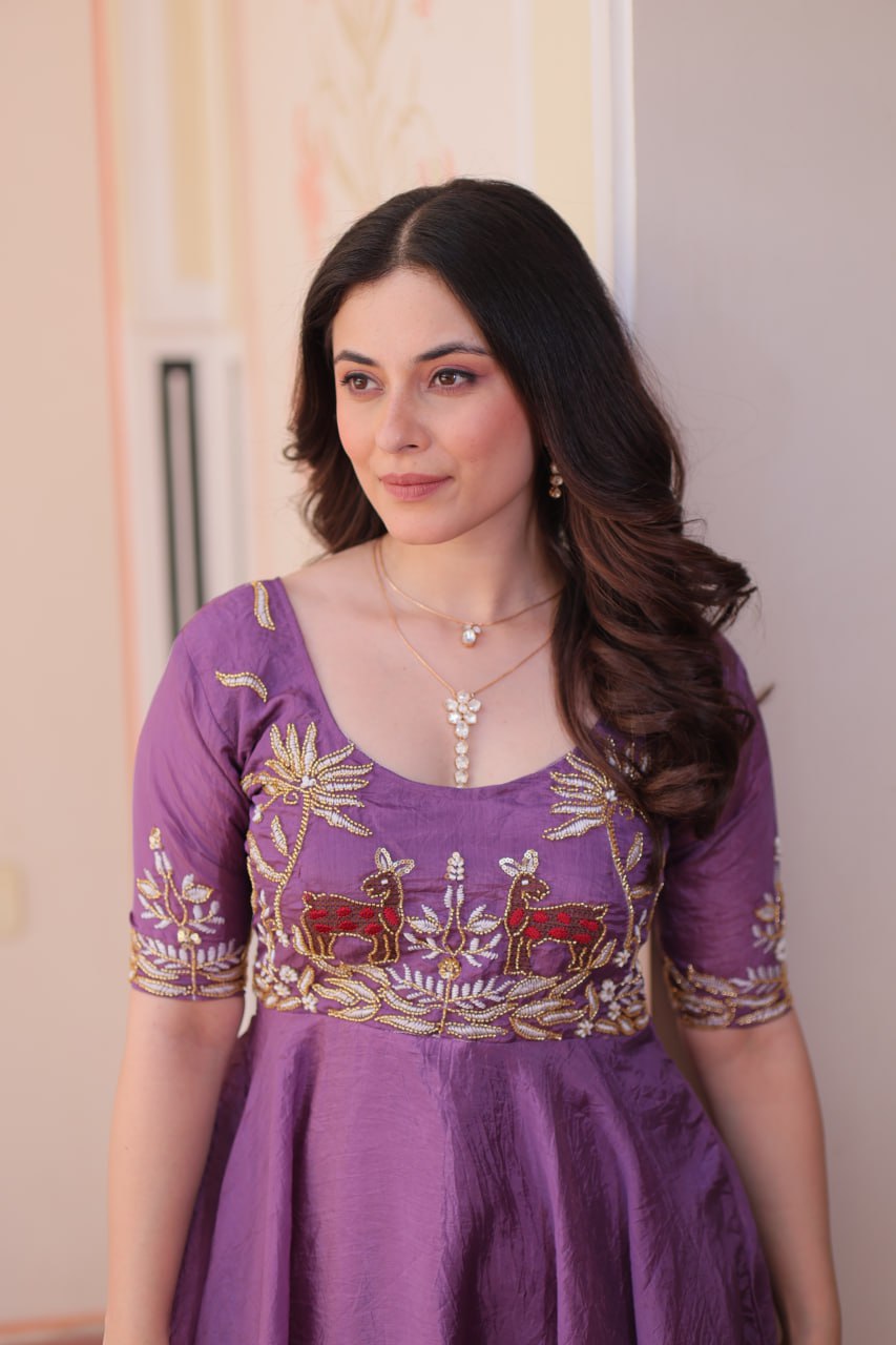 DESIGNER GOLD CRUSH EMBROIDERED GOWN