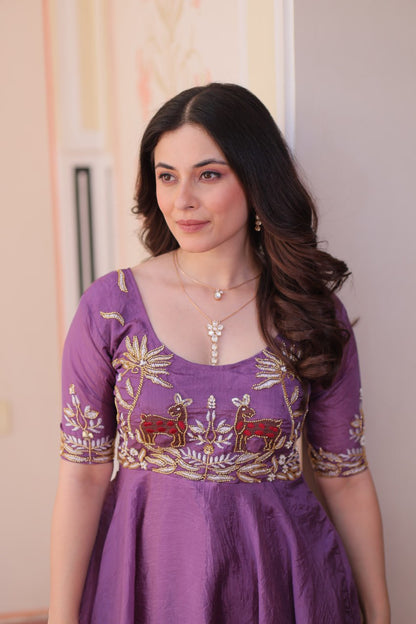 DESIGNER GOLD CRUSH EMBROIDERED GOWN