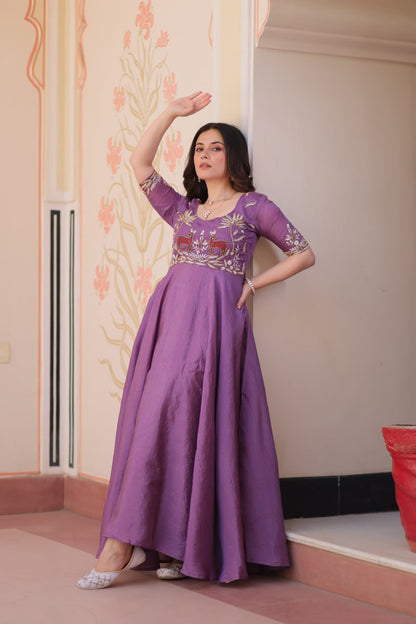 DESIGNER GOLD CRUSH EMBROIDERED GOWN