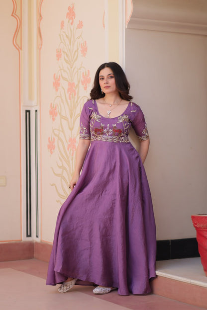 DESIGNER GOLD CRUSH EMBROIDERED GOWN