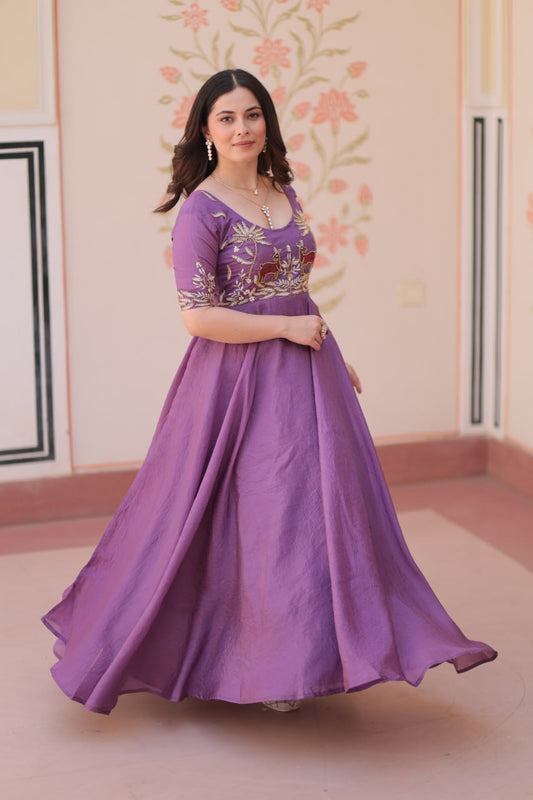 DESIGNER GOLD CRUSH EMBROIDERED GOWN