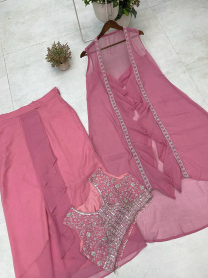 NEW THREE PIECE HAND WORK WESTERN OUTFIT FOR TRENDY WEDDING SEASON