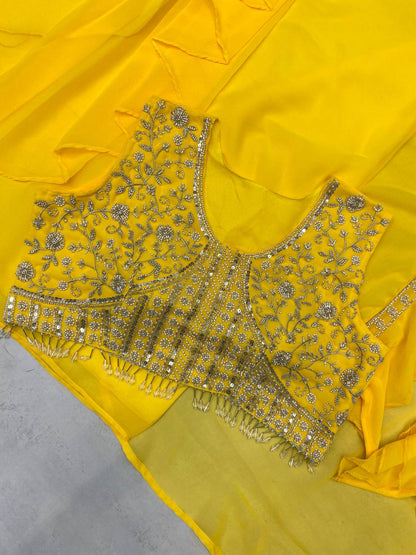NEW THREE PIECE HAND WORK WESTERN OUTFIT FOR TRENDY WEDDING SEASON