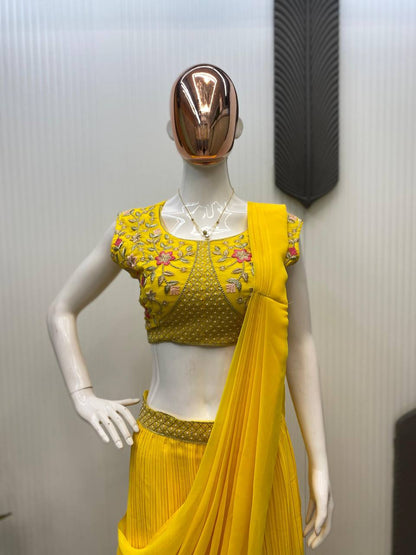 NEW THREE-PIECE WESTERN READY-TO-WEAR SAREE SET WITH ELEGANT KOTI