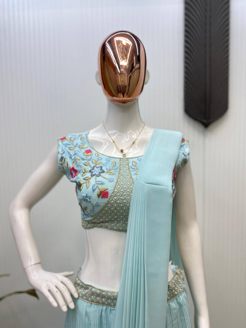 NEW THREE-PIECE WESTERN READY-TO-WEAR SAREE SET WITH ELEGANT KOTI
