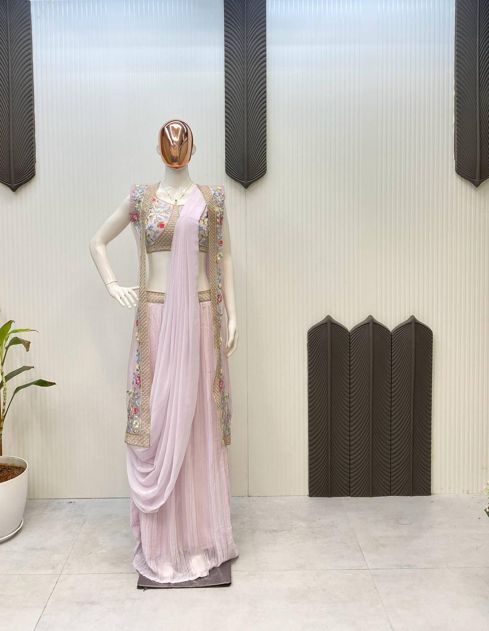 NEW THREE-PIECE WESTERN READY-TO-WEAR SAREE SET WITH ELEGANT KOTI