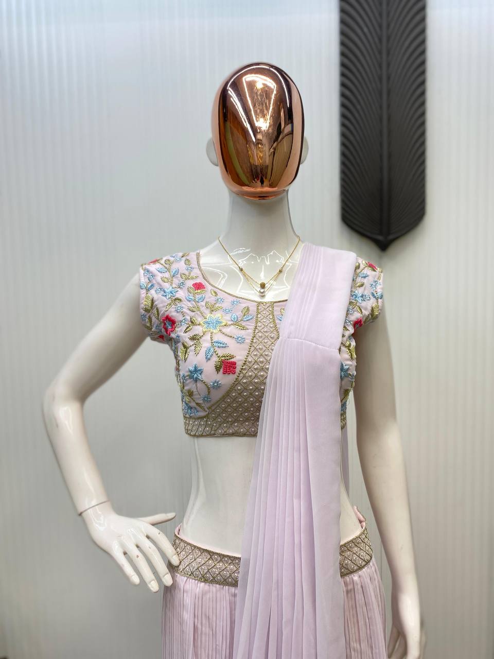 NEW THREE-PIECE WESTERN READY-TO-WEAR SAREE SET WITH ELEGANT KOTI