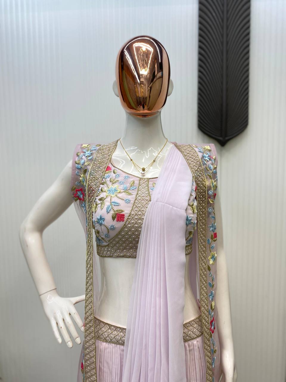 NEW THREE-PIECE WESTERN READY-TO-WEAR SAREE SET WITH ELEGANT KOTI
