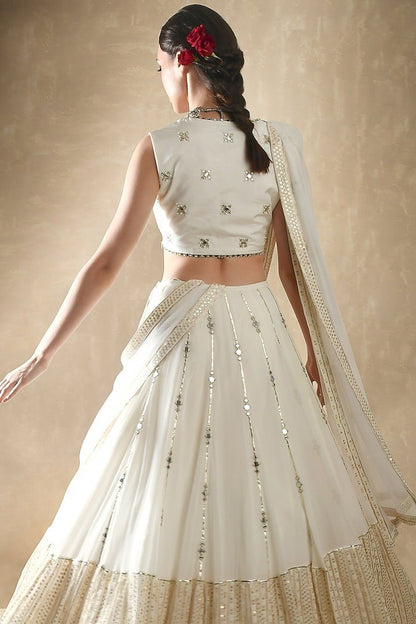 DESIGNER GEORGETTE LEHENGA CHOLI SET WITH SEQUINS, JARI & MIRROR EMBROIDERY WORK