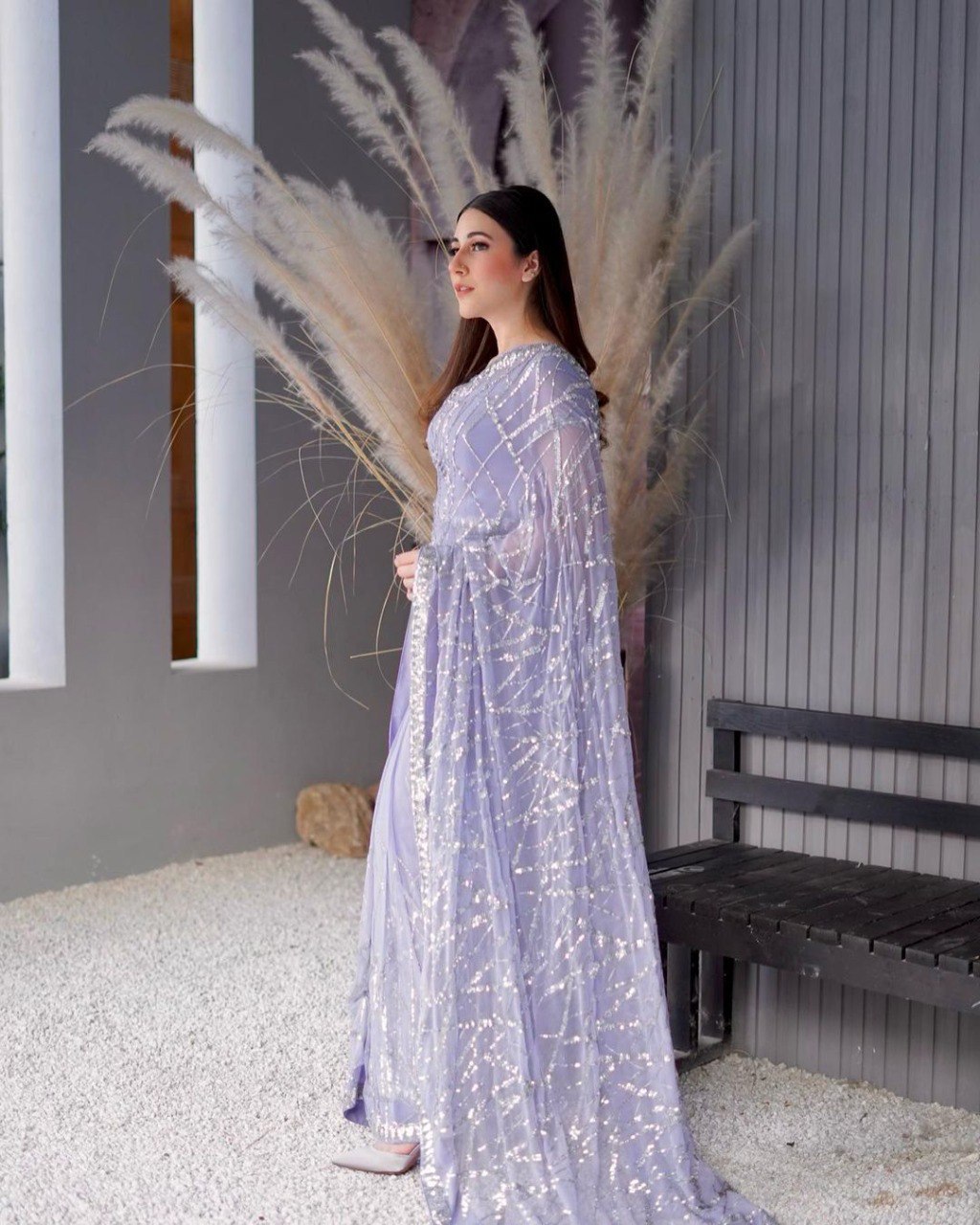 DESIGNER SEQUENCE EMBROIDERED LIGHT LAVENDER SAREE FOR FESTIVE & PARTY WEAR