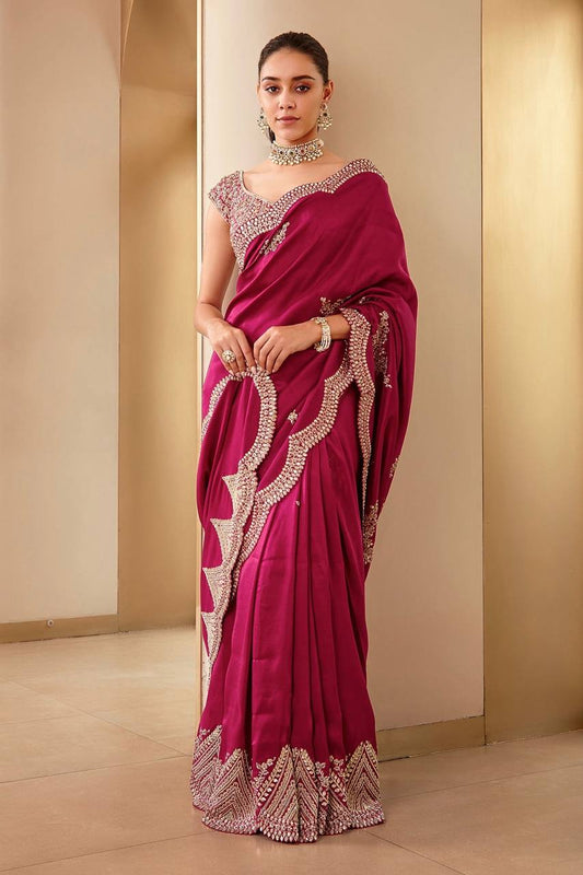 EXQUISITE TWO-TONE VICHITRA SILK DESIGNER SAREE