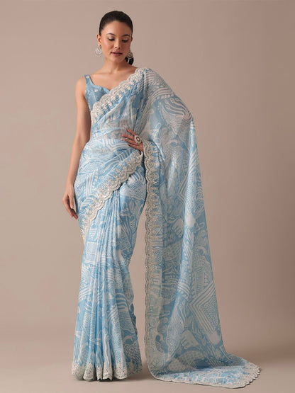 ELEGANT DIGITALO PRINT & EMBROIDERED PARTY WEAR SAREE