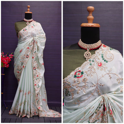 ELEGANT CHINON SILK DESIGNER SAREE