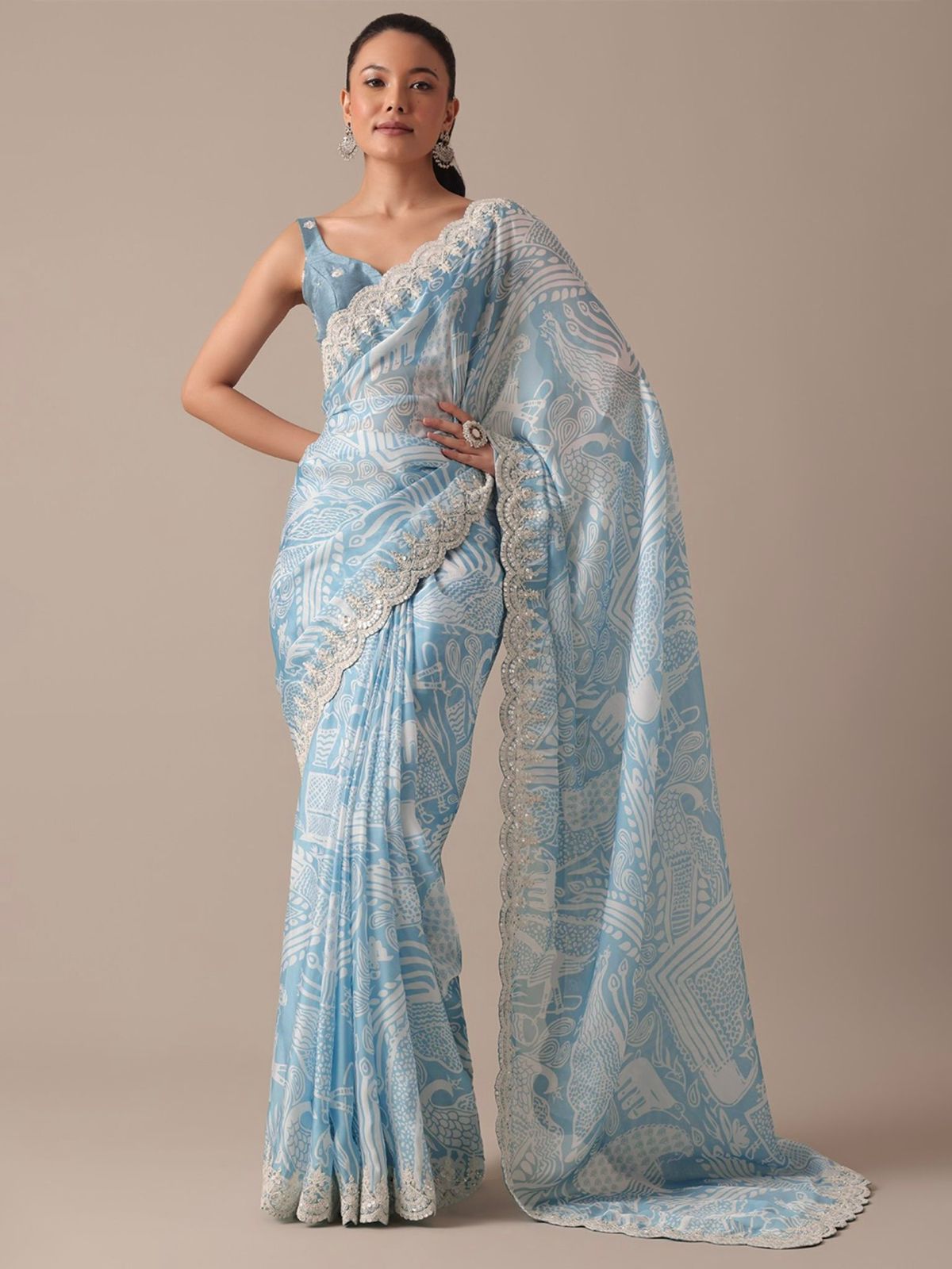 ELEGANT DIGITALO PRINT & EMBROIDERED PARTY WEAR SAREE