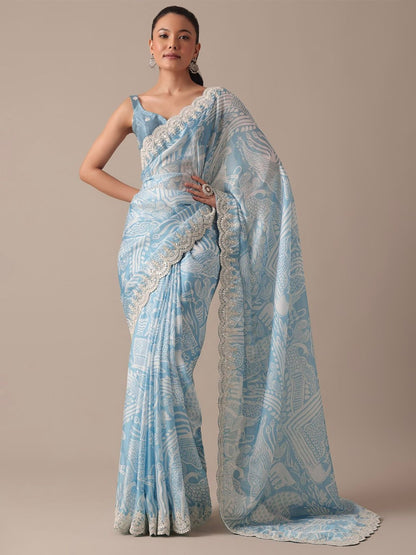 ELEGANT DIGITALO PRINT & EMBROIDERED PARTY WEAR SAREE