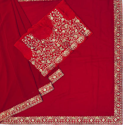 BOLLYWOOD - INSPIRED MADHURI DIXIT RED PARTY WEAR SAREE