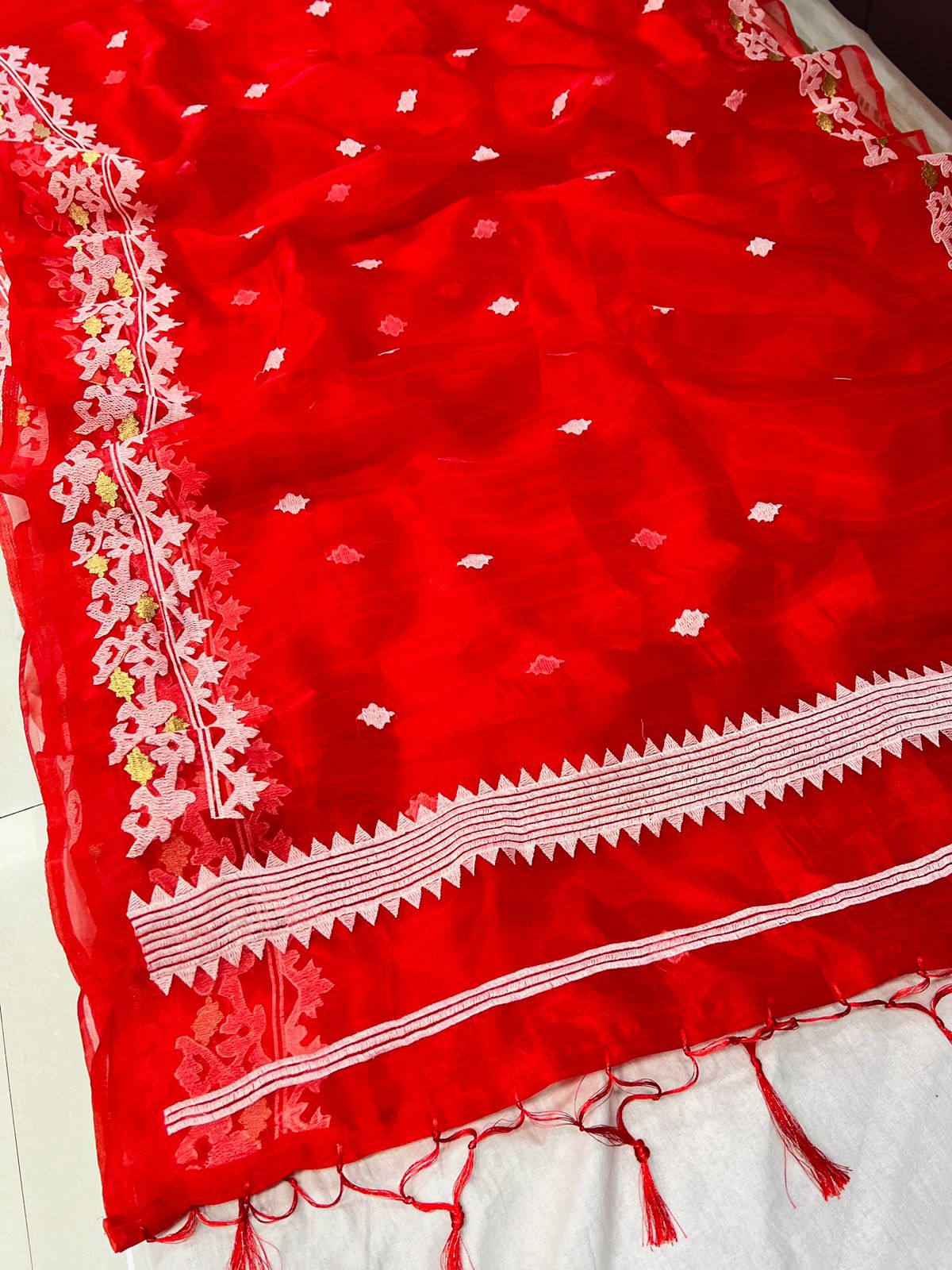 RED ORGANZA PARTY WEAR SAREE