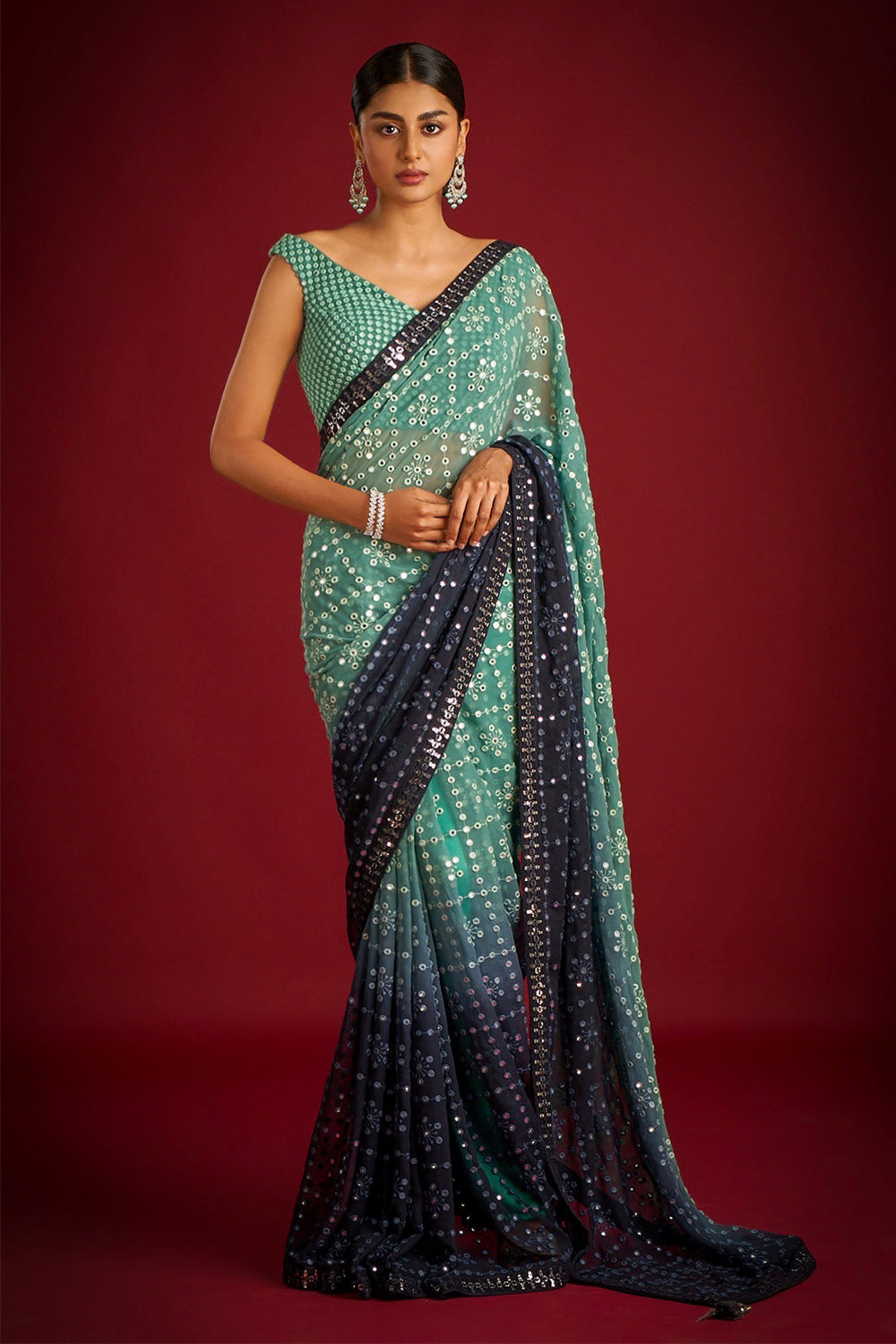 NEW DESIGNER PARTY WEAR SAREE WITH 7MM SEQUINS WORK