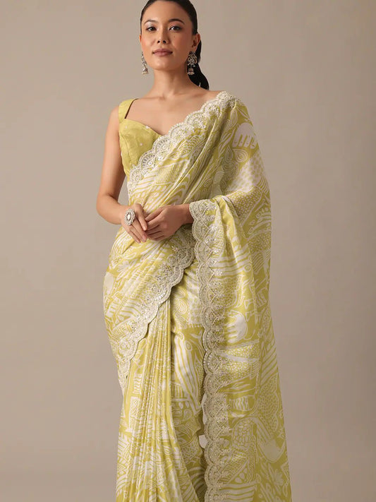 ELEGANT DIGITALO PRINT & EMBROIDERED PARTY WEAR SAREE