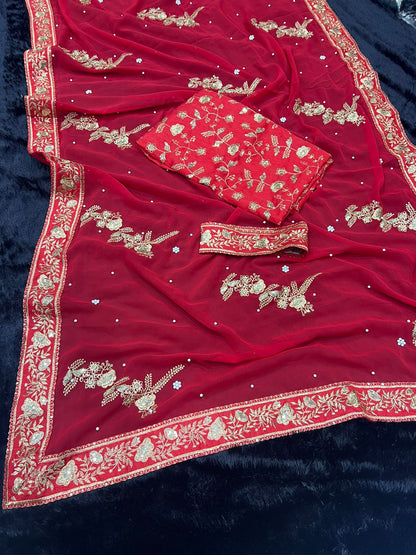 NEW RED DESIGNER PARTY WEAR SAREE