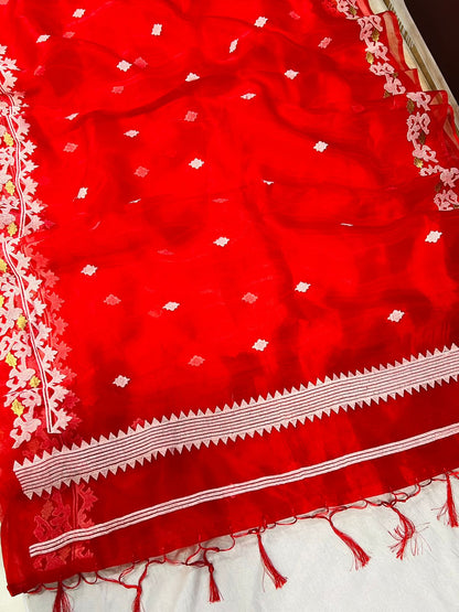 RED ORGANZA PARTY WEAR SAREE