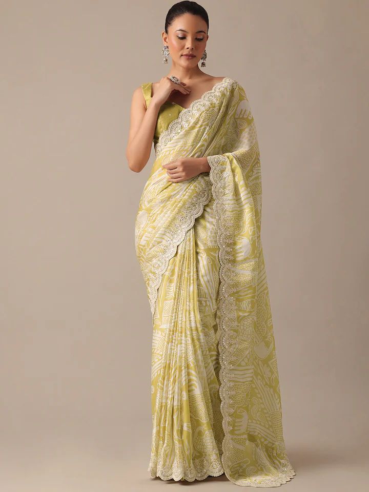 ELEGANT DIGITALO PRINT & EMBROIDERED PARTY WEAR SAREE