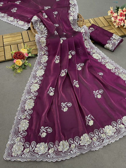 EXCLUSIVE PURE SOFT ZIMMY CHOO SILK DESIGNER SAREE