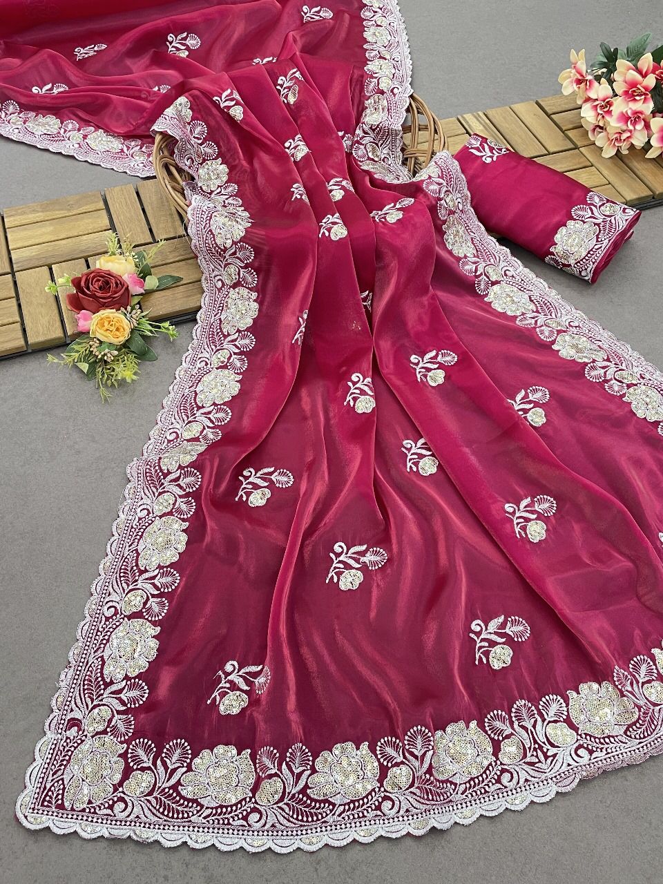 EXCLUSIVE PURE SOFT ZIMMY CHOO SILK DESIGNER SAREE