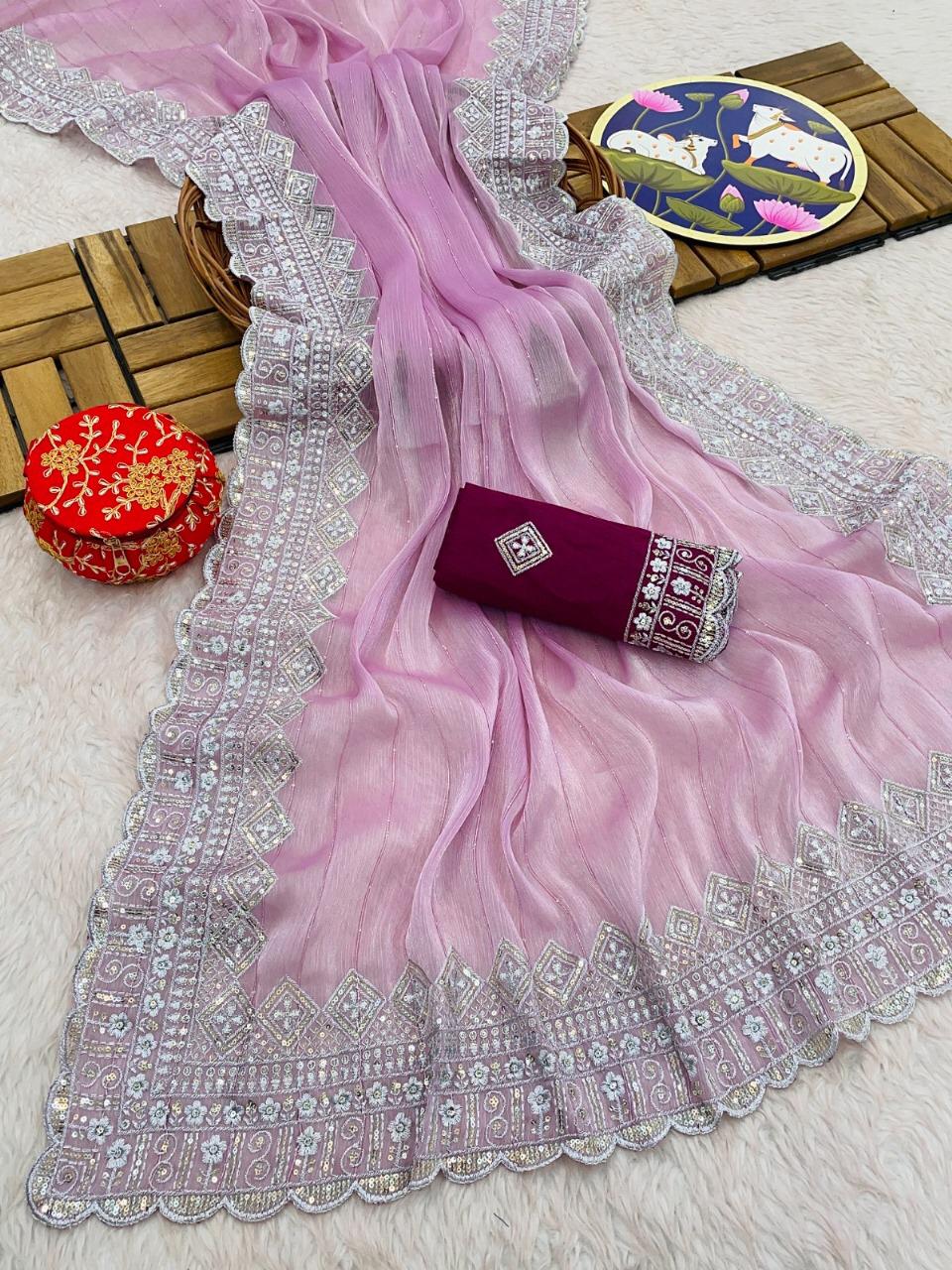 LUXURIOUS ZIMMY CHOO SILK DESIGNER SAREE