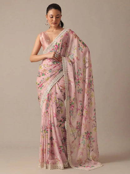 ELEGANT DIGITALO PRINT & EMBROIDERED PARTY WEAR SAREE