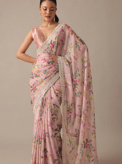 ELEGANT DIGITALO PRINT & EMBROIDERED PARTY WEAR SAREE