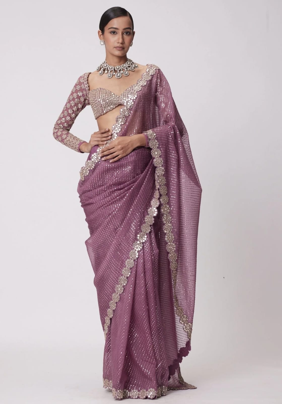 BOLLYWOOD BLOCKBUSTER ORIGINAL MIRROR DESIGN SAREE