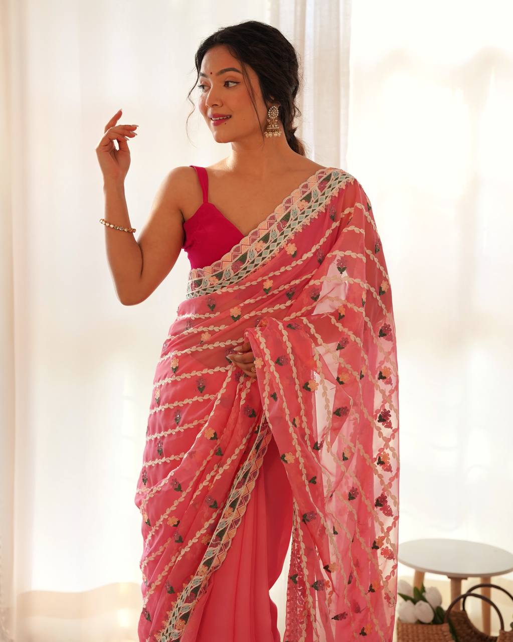 EXCLUSIVE DESIGNER THAI ORGANZA SILK SAREE COLLECTION