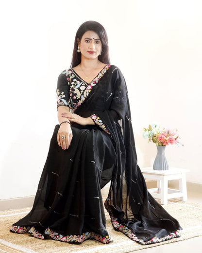 NEW TRENDING DESIGNER HEAVY EMBROIDERY SAREE