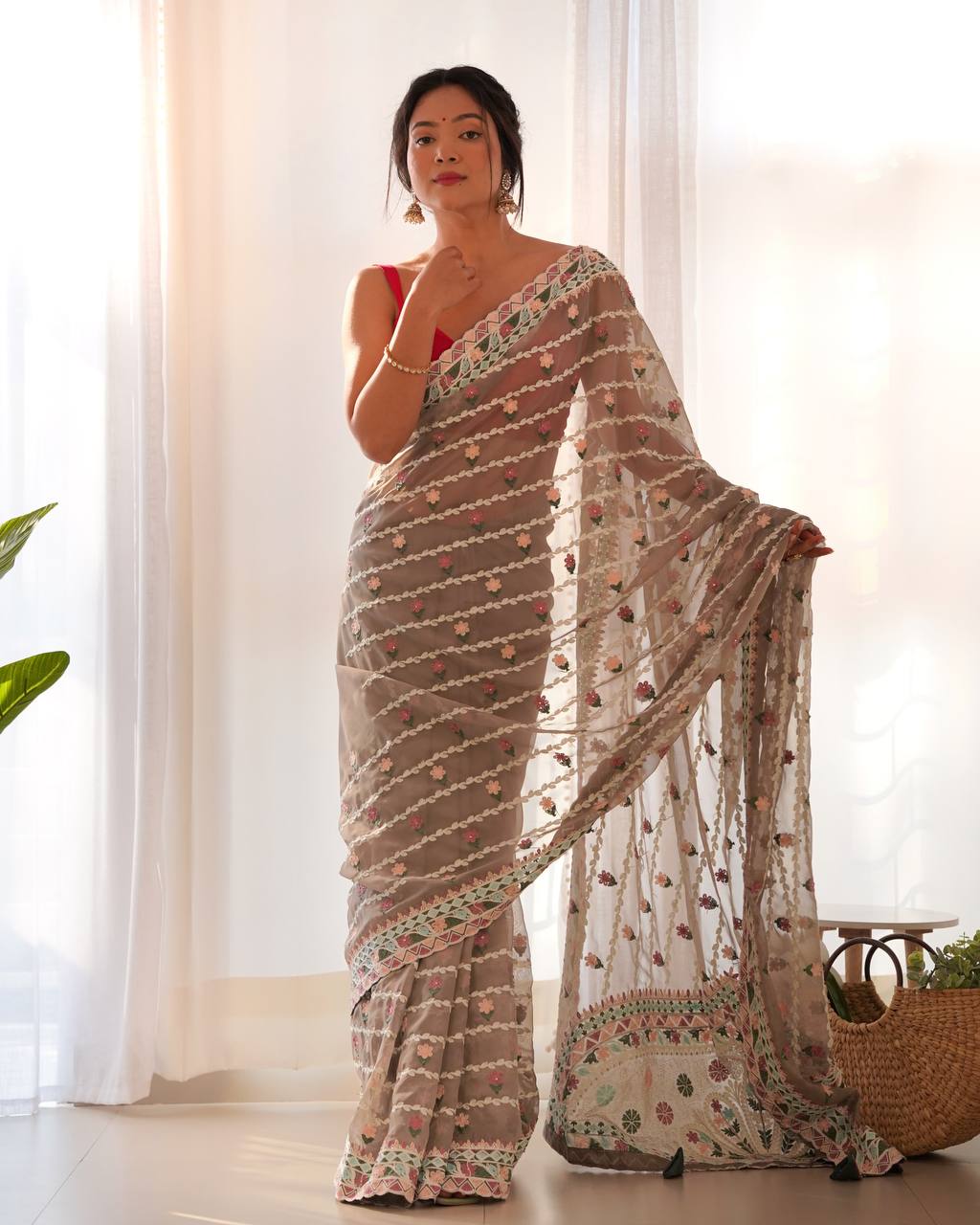 EXCLUSIVE DESIGNER THAI ORGANZA SILK SAREE COLLECTION