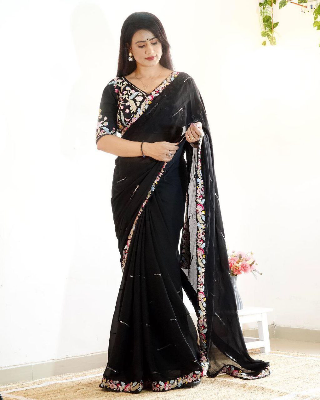 NEW TRENDING DESIGNER HEAVY EMBROIDERY SAREE