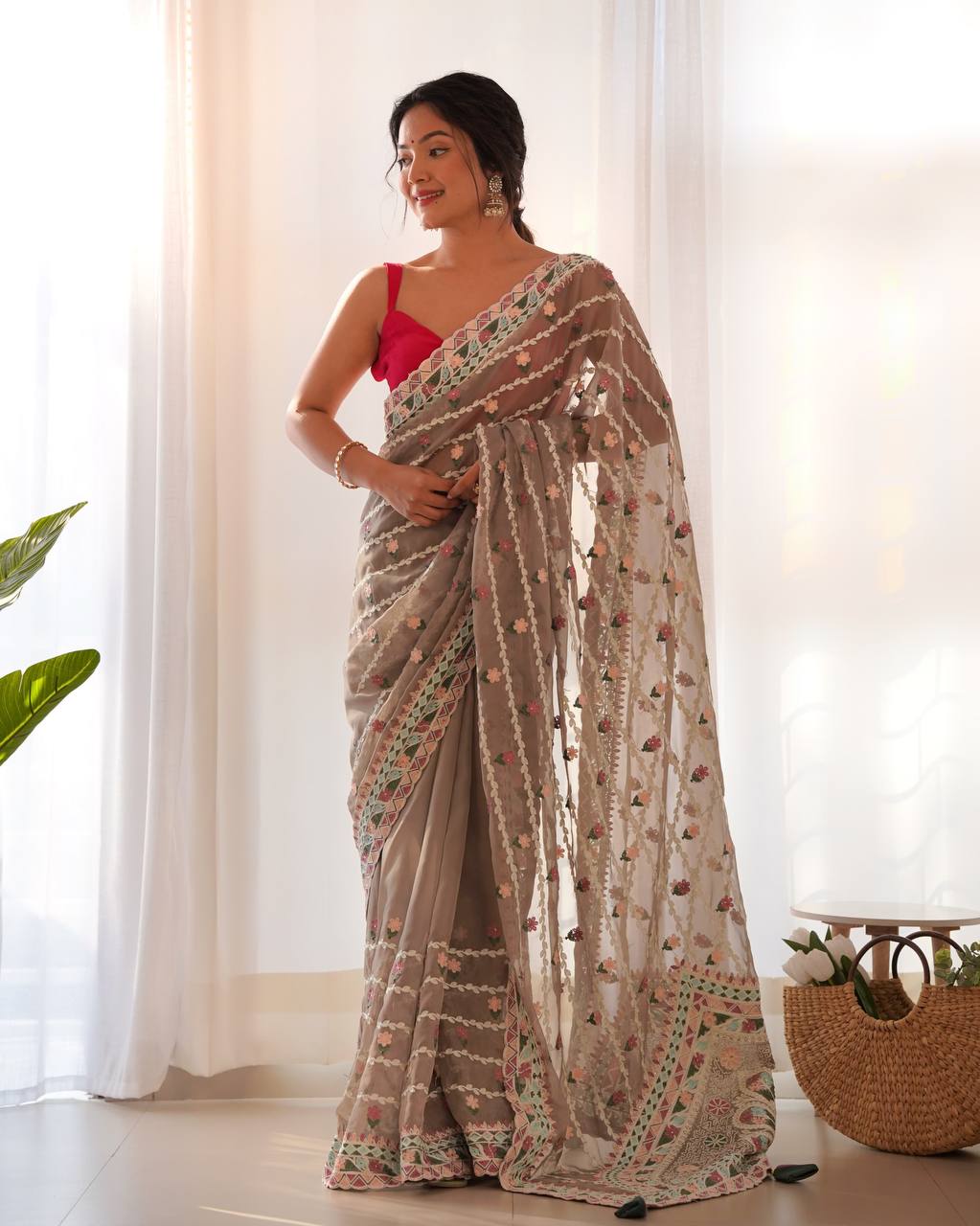 EXCLUSIVE DESIGNER THAI ORGANZA SILK SAREE COLLECTION