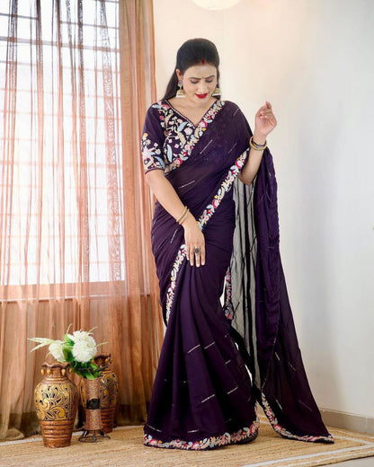 NEW TRENDING DESIGNER HEAVY EMBROIDERY SAREE