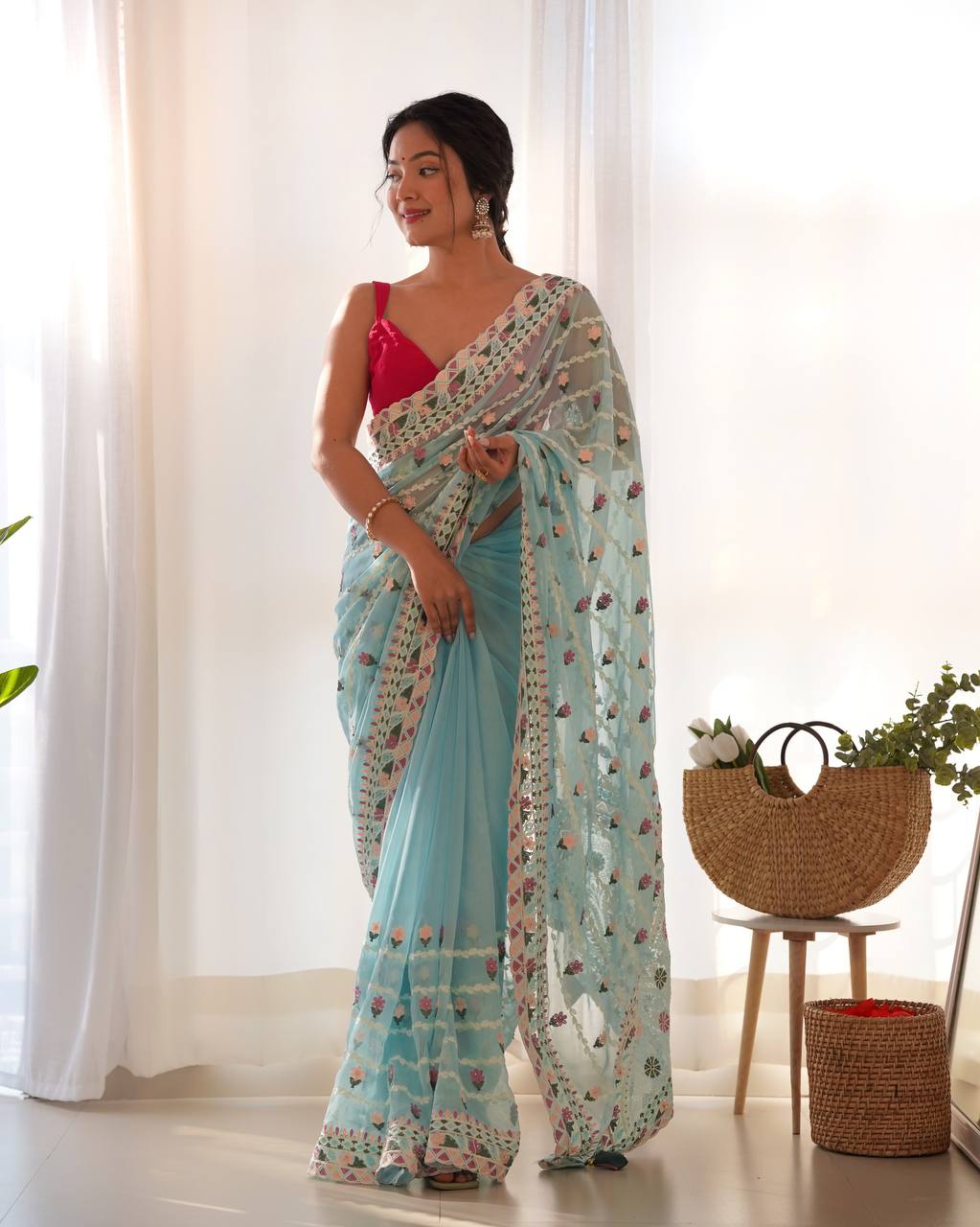 EXCLUSIVE DESIGNER THAI ORGANZA SILK SAREE COLLECTION