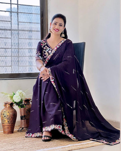 NEW TRENDING DESIGNER HEAVY EMBROIDERY SAREE