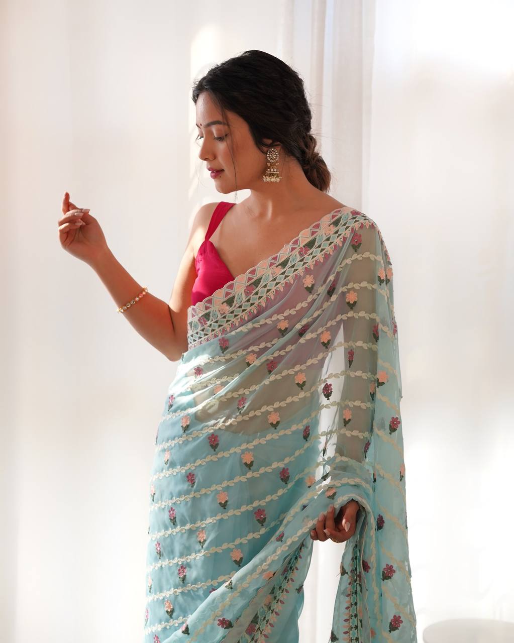 EXCLUSIVE DESIGNER THAI ORGANZA SILK SAREE COLLECTION