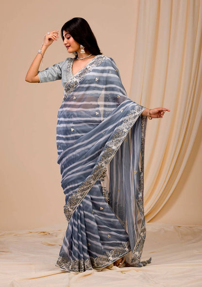 ELEGANT DIGITAL PRINT & EMBROIDERED GEORGETTE SAREE