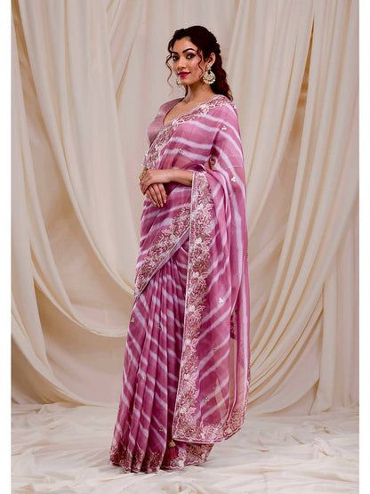 ELEGANT DIGITAL PRINT & EMBROIDERED GEORGETTE SAREE