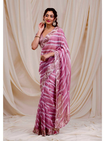 ELEGANT DIGITAL PRINT & EMBROIDERED GEORGETTE SAREE